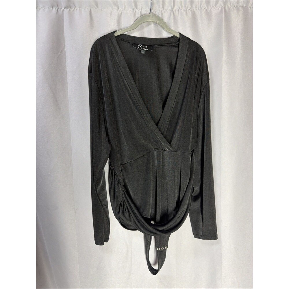 Nina Parker Bodysuit Women's 3X Black Beauty Trendy Crossover